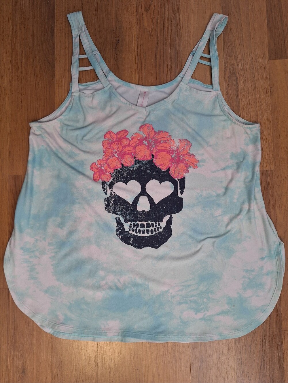 NOBO Tie-Dye Tank Top with Skull & Pink Floral Crown